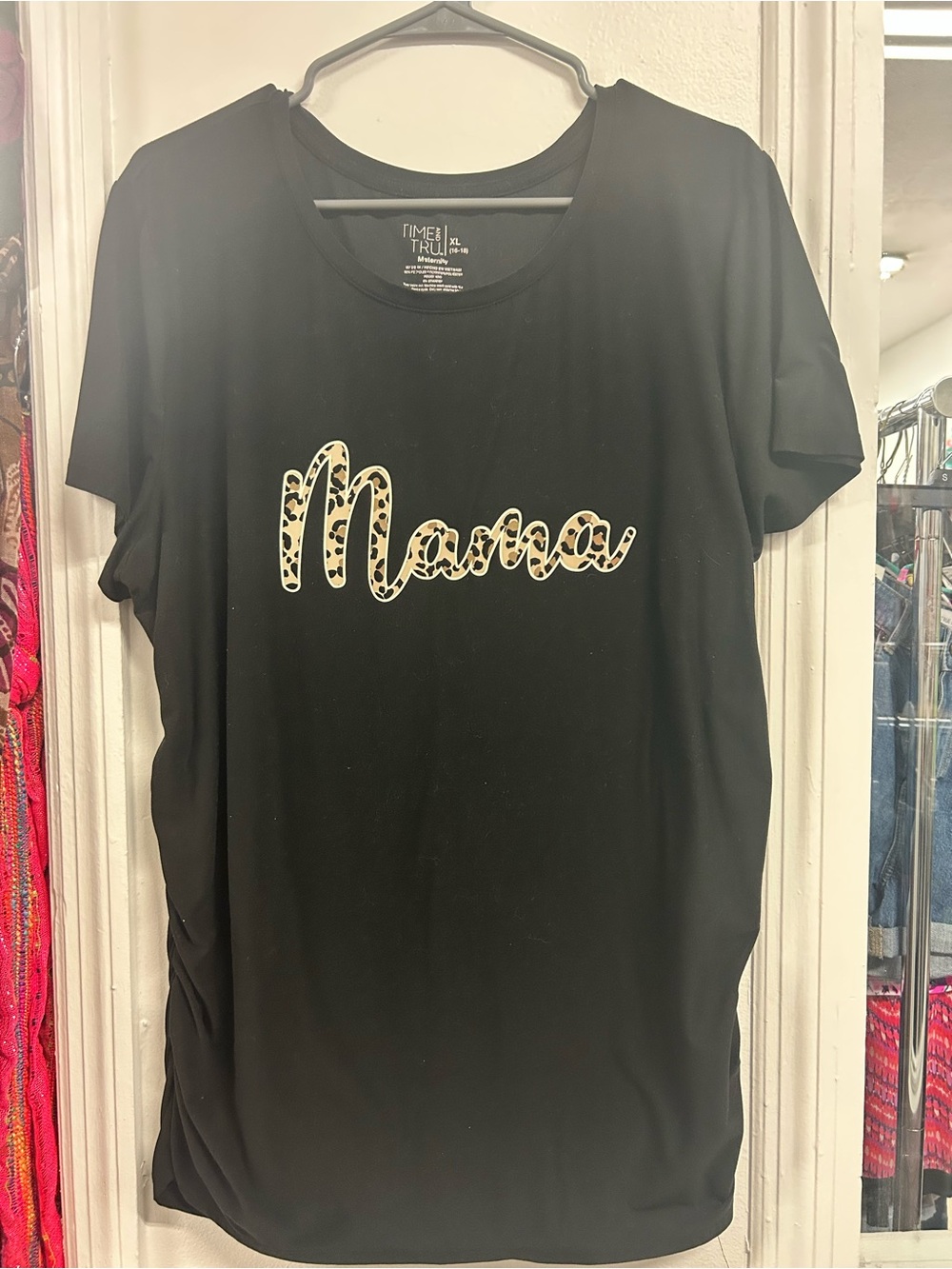 Time and Tru Maternity Mama Leopard Graphic Tee Black XL (16-18)